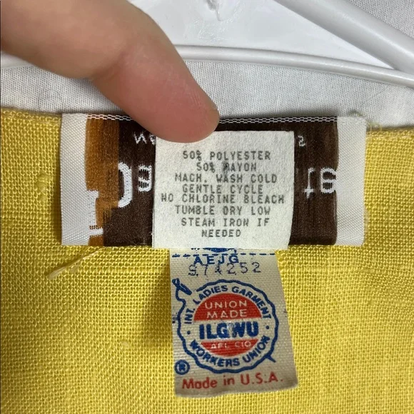 Vintage Union Made Damon Petite Yellow Button Up Career Dress - Picture 11 of 14